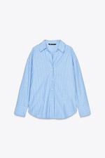 Zara Blue White Striped Poplin