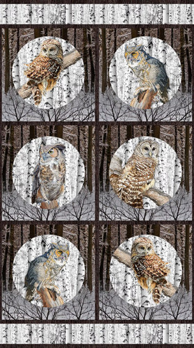 Owl panel northcott fabrics - by,