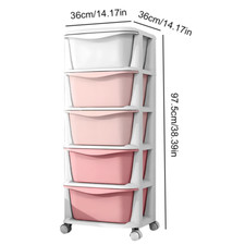 5 Drawers Rolling Storage Cart Lockable Wheels Plastic Mobile Utility Trolley UK