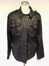 MULBERRY BLACK LEATHER BUTTON FASTEN  JACKET SIZE 10
