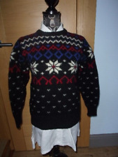Vintage EDDIE BAUER Black, Red, Blue White Thick WOOL Jumper S/P Norwegian Style
