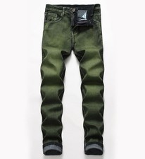Men Green Cotton Denim Jeans