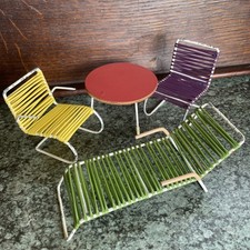 HANSE DENMARK VINTAGE 1950'S BAUHAUS Tubular Chairs Sun-lounger Dolls Furniture 
