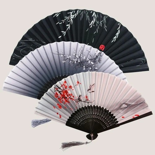 Bamboo folding hand silk - bamboo, fan