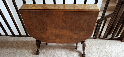 Burr walnut sutherland table - burr,