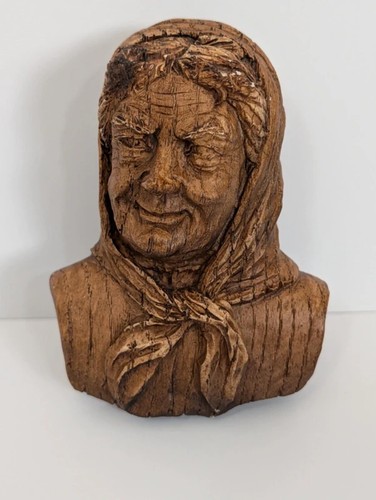 Vintage resin old woman bust - resin,