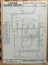 Original LUCAS Reliant Regal Mk 11 5 Cwt Van Wiring Diagram 1956-57 W31705