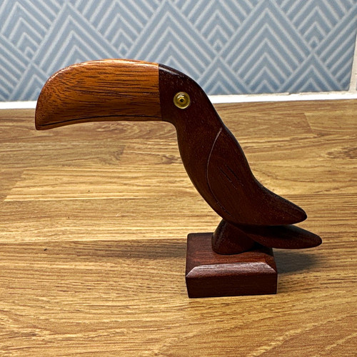 Carved wooden toucan bird - wooden,