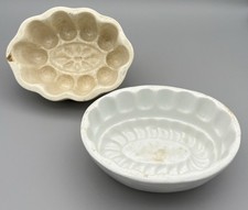 Antique Victorian Ironstone Jelly Moulds Set of 2 Small 7cm Tall Rustic Kitchen