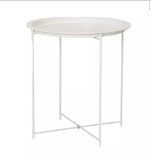Matt Round Steel Tray Table Foldable Living Room Sofa Side End Coffee Table