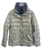 Womens Barbour Langstone Quilted Faux Fur Jacket Stone White UK 16 Charity
