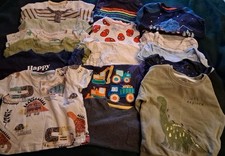 Large Clothes Bundle For Baby Boys Aged 12-18 Months. Inc Tops And Vests.