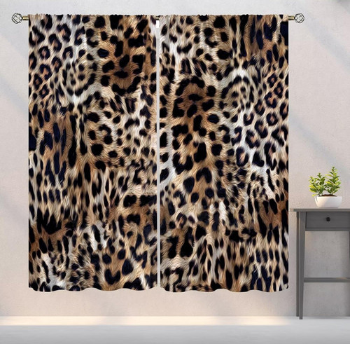 Leopard print curtains brown - print,