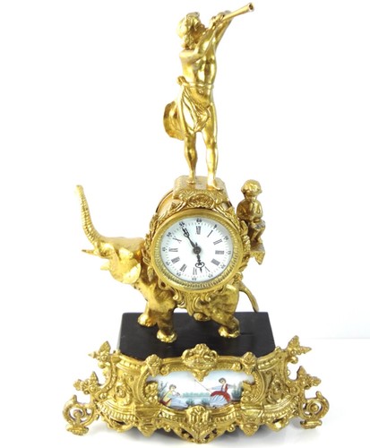 Clock elephant bronze heavy - clock,