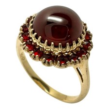 US 7 garnet Ring K14 Gold 3.9g