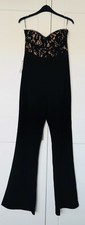 Lipsy Black/Nude Bootcut Leg Lace Jumpsuit 10 Party Special Occ Xmas BNWT £68