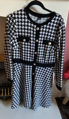 Dogtooth dress gold buttons - gold, sz