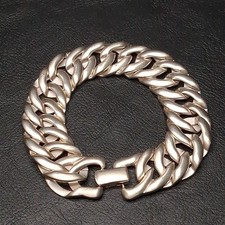 Vintage  Signed MONET Chain Bracelet Matte Silver Tone. 16.559