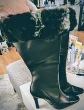 Ladies Black Leather Knee High