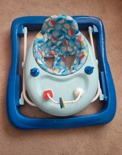 Blue Foldable Baby Walker Adjustable Height