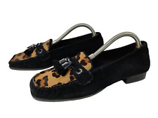 WOMENS STUART WEITZMAN RUSSELL & BROMLEY UK 5 US 8 BLACK LEOPARD LOAFER SHOES