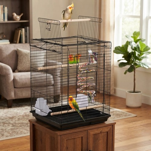 Compact black bird cage - cage, 40.5cm