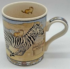 Vintage Arthur Wood Noah's Ark Zebra Tiger & Beaver Patterned Mug - see desc