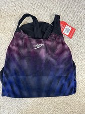 Speedo Endurance Powerback Pink And Black Swimsuit Size 12