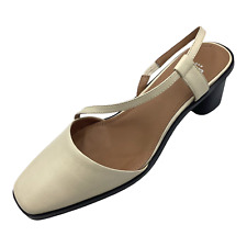 Kin John Lewis Womens Cream Leather Mid Heel Slingback Shoes Size UK 6 Used