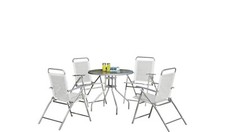 4 Seater Folding Metal Patio Set - Silver