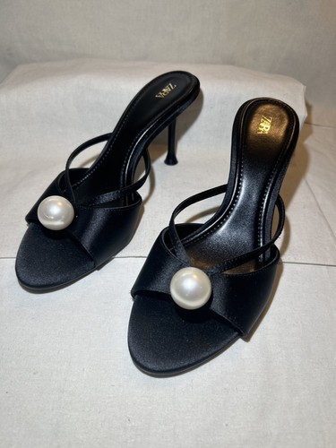 Zara black satin heel - zara,