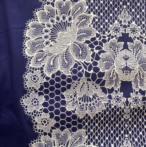 Cotton satin fabric - white, lace