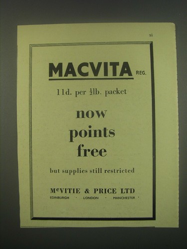 1949 mcvitie price macvita - mcvitie,