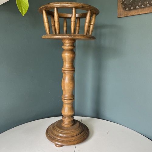 Vintage oak plant stand with - oak,