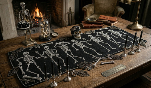 Dancing skeleton table runner - skeleton,