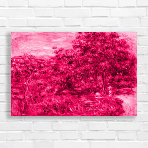 Lush woodland landscape pink - landscape,