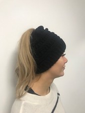 Black Ladies Pony Tail Beanie