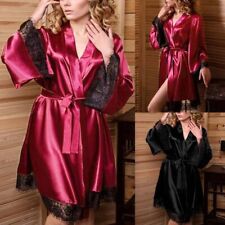 Womens Lace Satin Silk Kimono