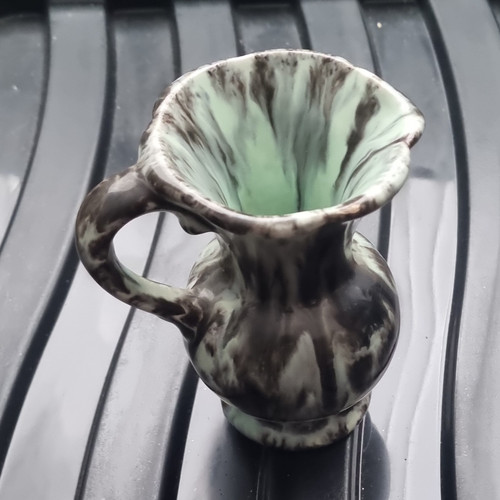 Green brown ceramic jug - green,