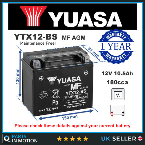 Genuine yuasa ytx12 high - genuine,