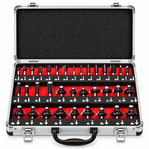 Router bit set 35pc shank - set, 1/4"