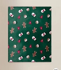NEW GREEN CHRISTMAS FESTIVE GINGERBREAD MEN SNOWMAN THROW BLANKET SOFA BED THROW