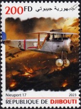 WWI NIEUPORT XVII 17 C.1 Biplane Fighter Aircraft Stamp (2023 Djibouti)