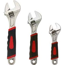 3Pcs Adjustable Wrench Spanner Set Soft Grip Handle Tool 6" 8" 10" Heavy Duty UK