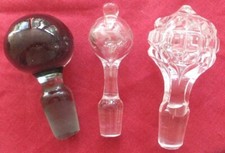 Glass Decanter Top Stoppers Vintage x3