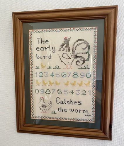Wood framed cross stitch - wood,