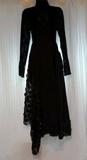 HIGH Tech Claire Campbell UK 14 Black asymmetric Dress lace sequin velvet