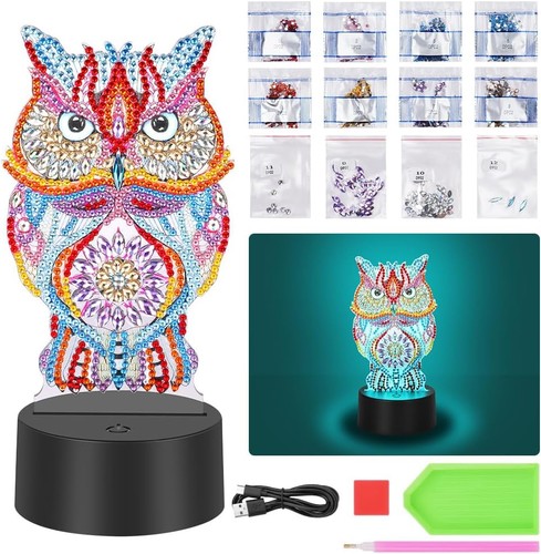 Owl diamond painting night - painting,