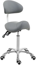 Saddle Stool Chair with Back Support Ergonomic Adjustable Backrest WHITE