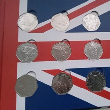  UK 50p album with 9 x 50p coins, new album  coins circulated lot B